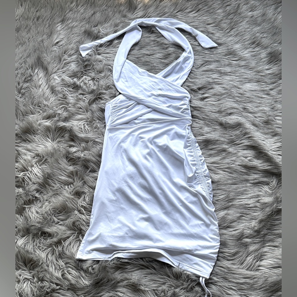 Halter Drawstring Ruched Bodycon Dress - Picture 3 of 6
